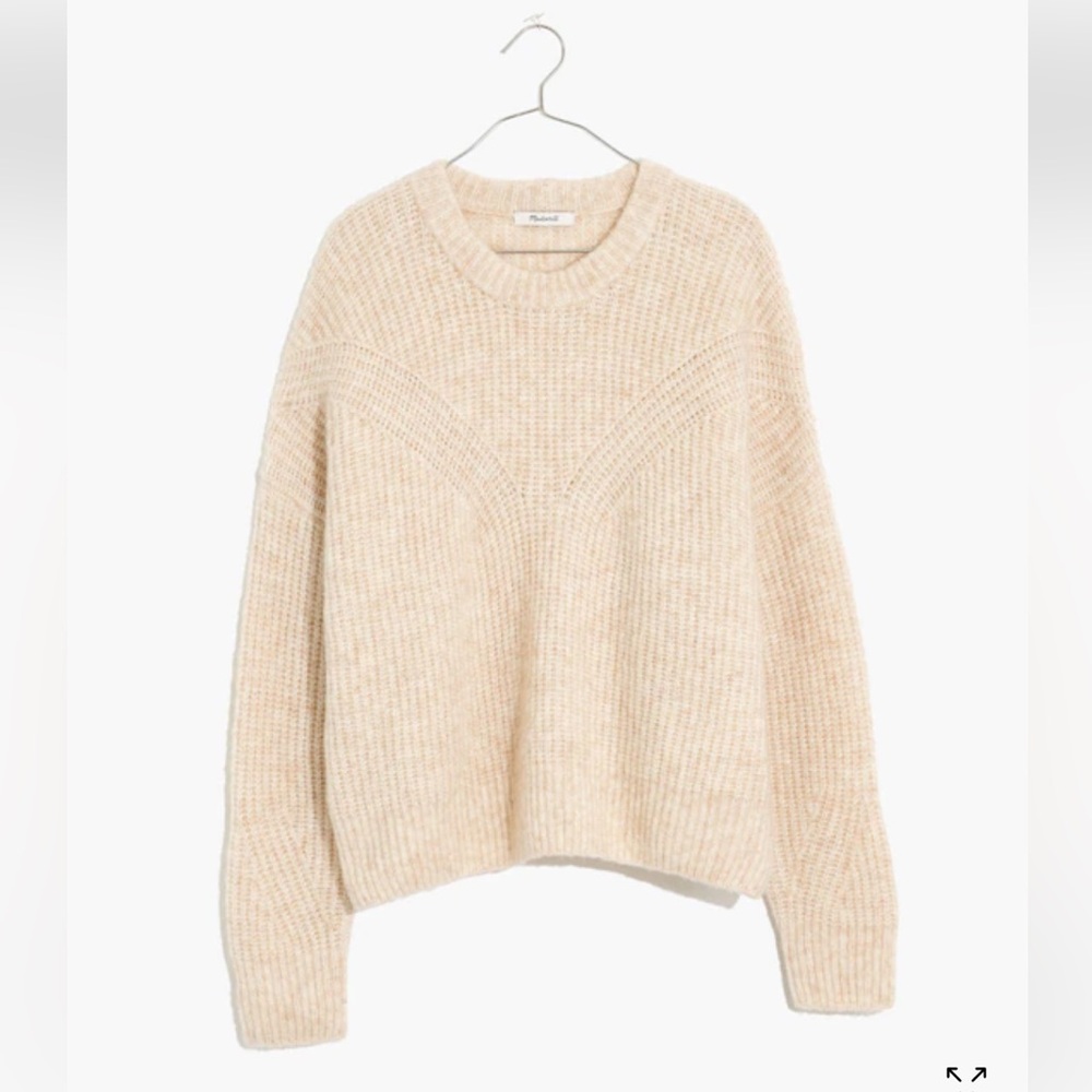 Madewell Belfiore Ribbed Pullover Cream Crew Neck Sweater wool S